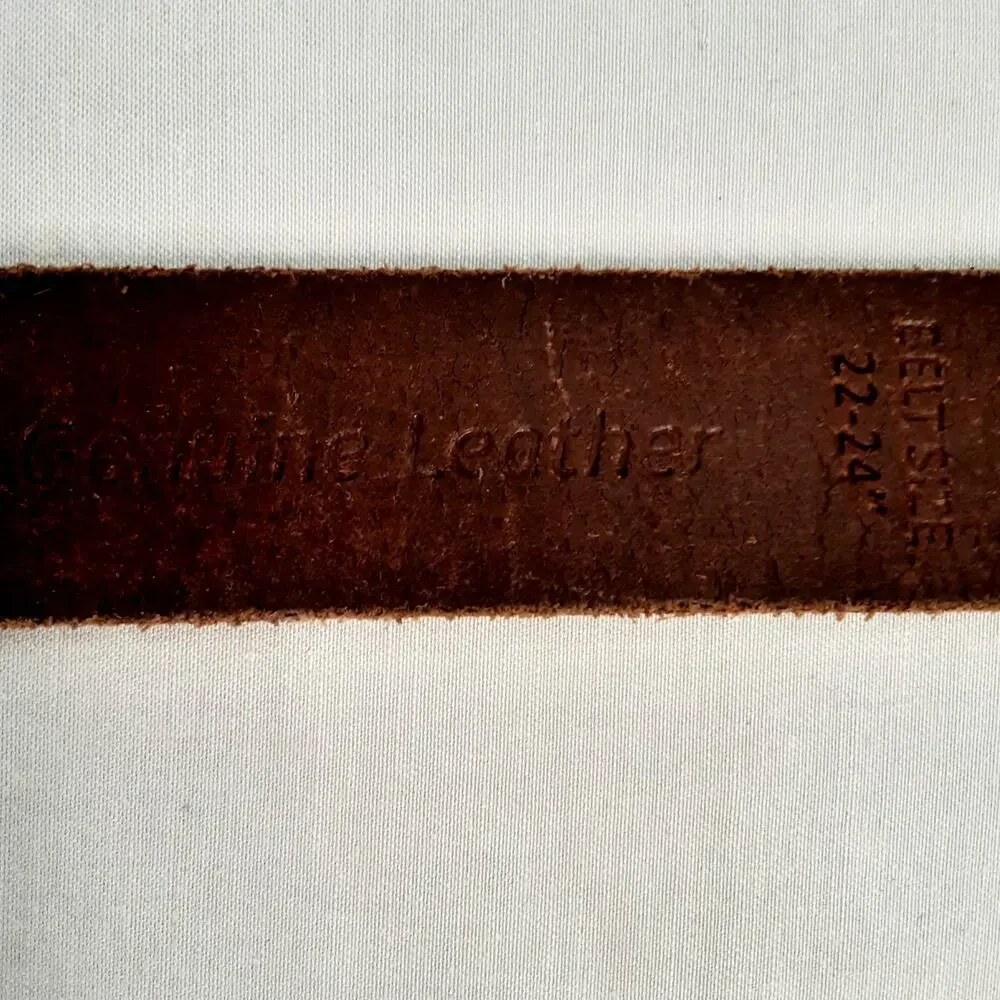 Timberland Genuine Leather Coffee Brown Belt Size 22 24 Rugged Distressed